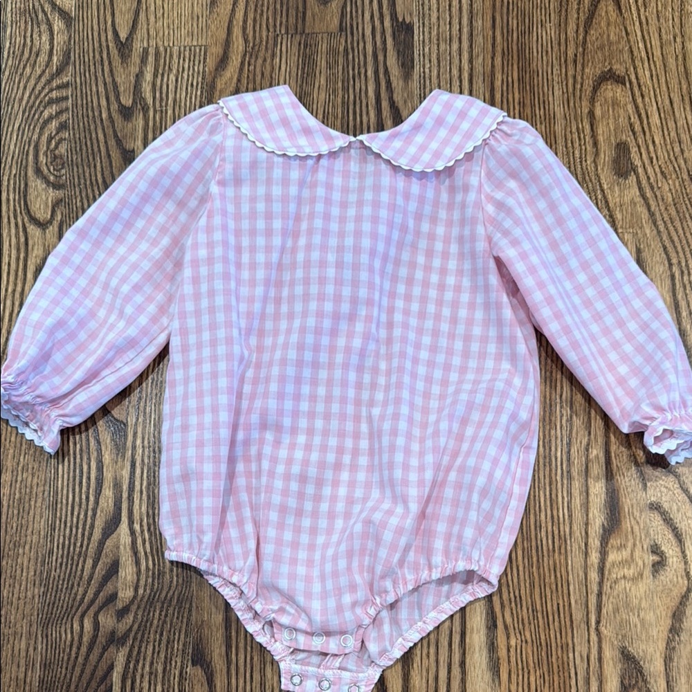 TBBC Pink Gingham onesie Peter Pan collar